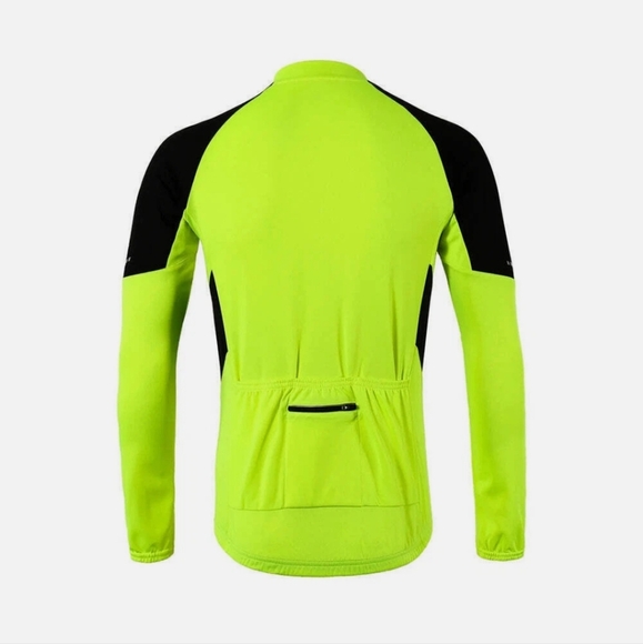 Bergrisar Neon Yellow Men's Cycling Jacket Four Back Pocket Zip Up Medium - Picture 2 of 15